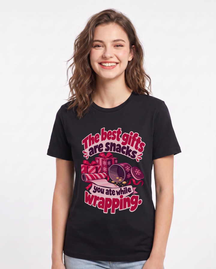 Christmas Black T-Shirt for Women – Holiday Theme Graphic Tee product image 3