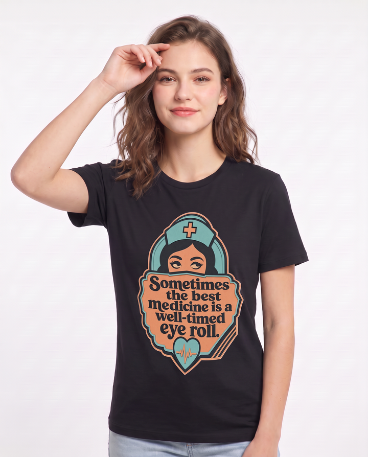 Nurse Gift Women's Black T-Shirt - Sometimes the best medicine is a product image 3