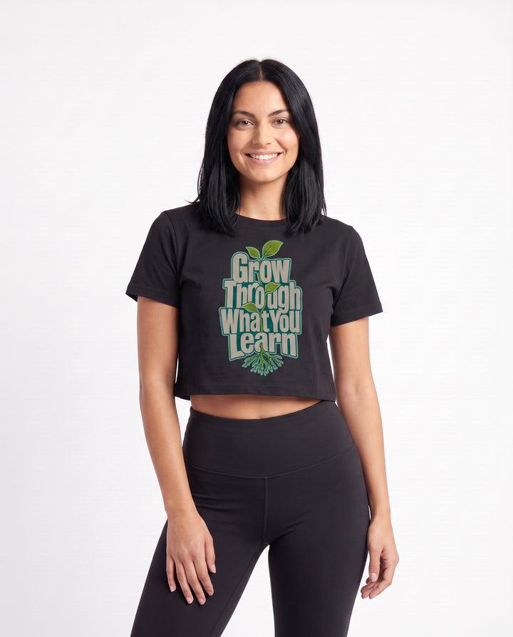 Grow Through What You Learn Crop Top mockup 3