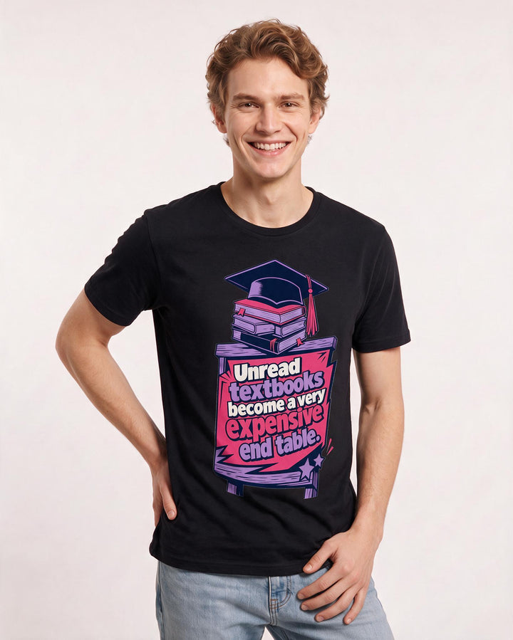 Graduation Gift Men's Black T-Shirt - Unread textbooks become a very product image 3