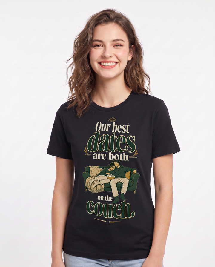 Couples Black T-Shirt for Women – Everyday Expression Graphic Tee product image 3