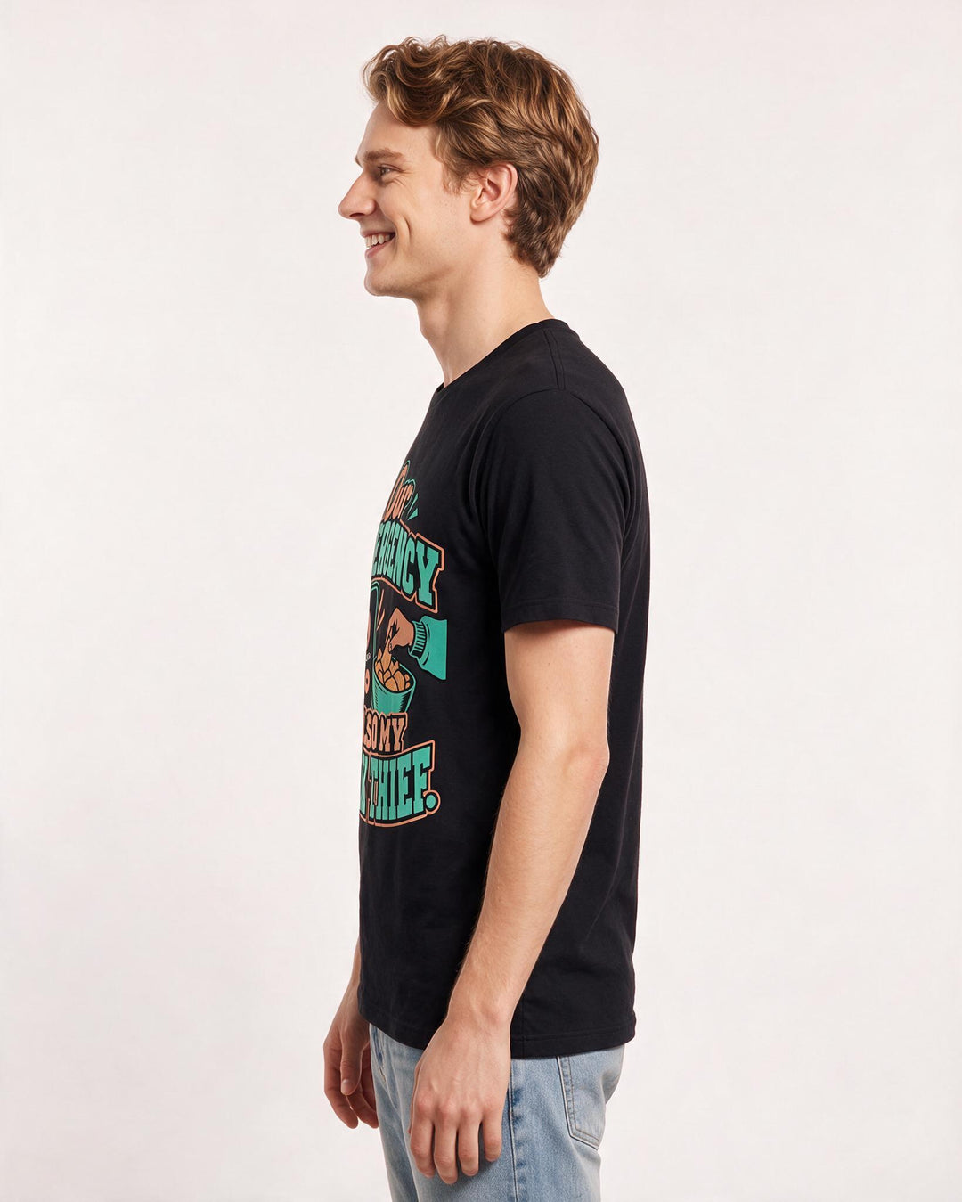 Couples Black T-Shirt for Men – Everyday Expression Graphic Tee product image 2