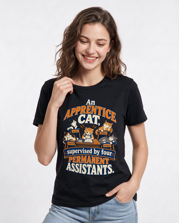 Cat Lover Black T-Shirt for Women – Everyday Expression Graphic Tee product image 1