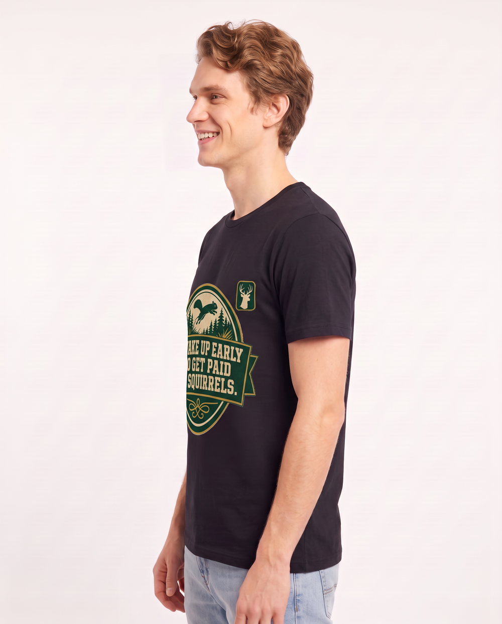 Hunting Men's Black T-Shirt - I wake up early to get paid in product image 2