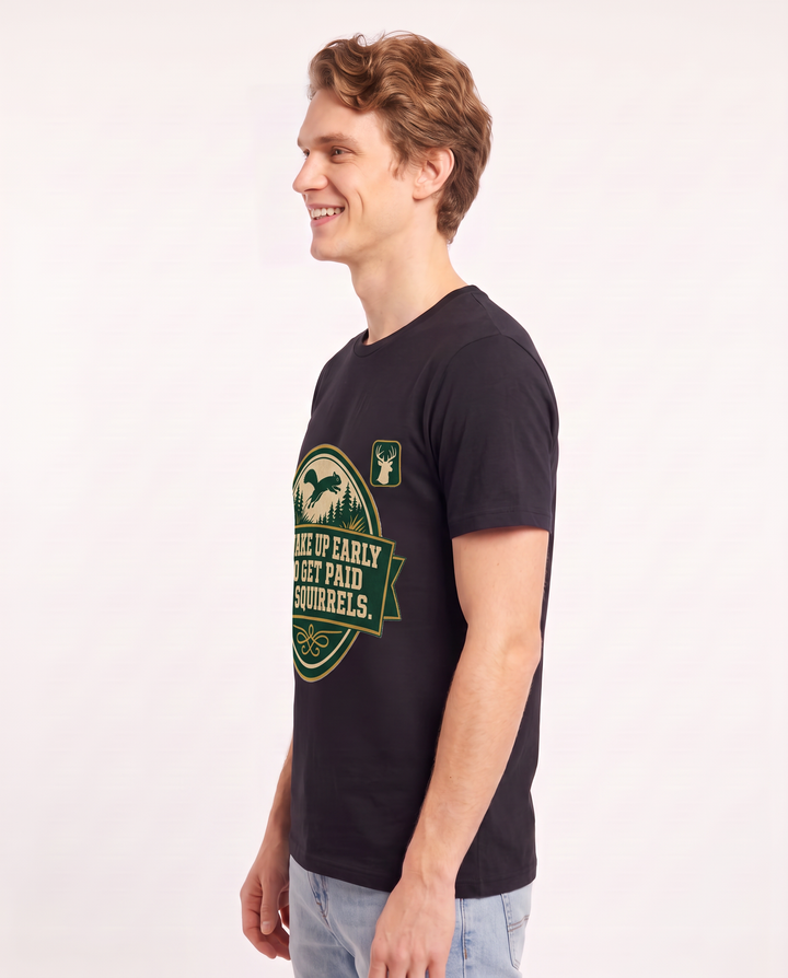 Hunting Men's Black T-Shirt - I wake up early to get paid in product image 2