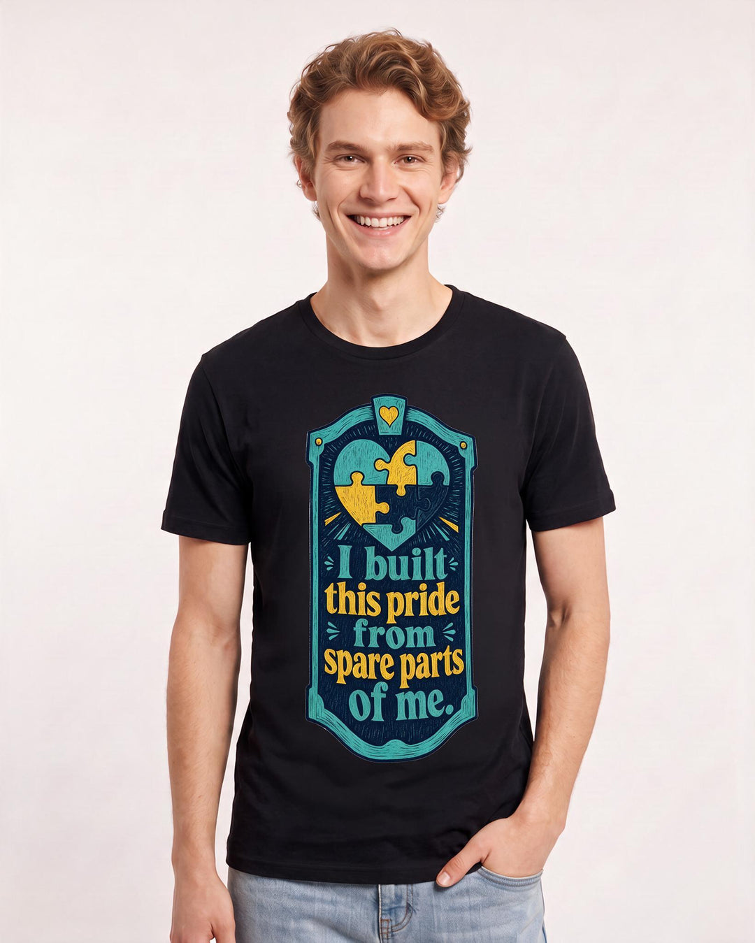 Graphic Men's Black T-Shirt - I built this pride from spare parts of product image 3