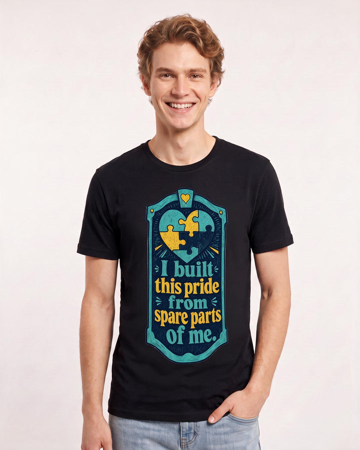 Graphic Men's Black T-Shirt - I built this pride from spare parts of product image 3