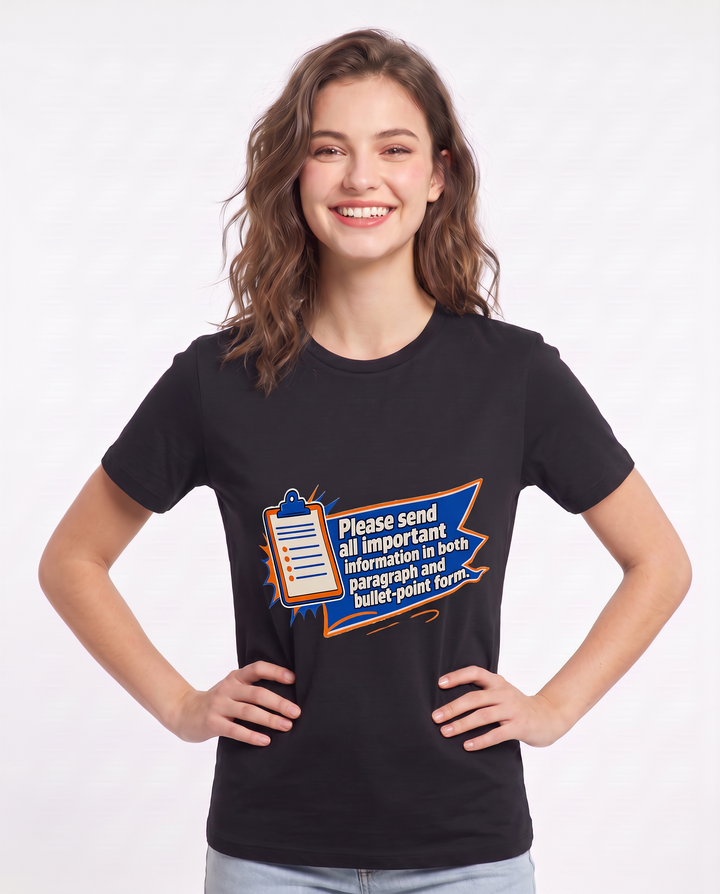 Graphic Women's Black T-Shirt - Please send all important information product image 3