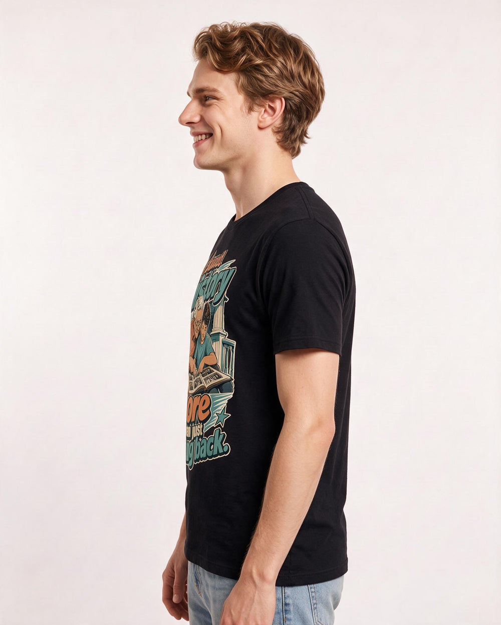Patriotic Men's Black T-Shirt – A shared history means more than just looking back. product image 2