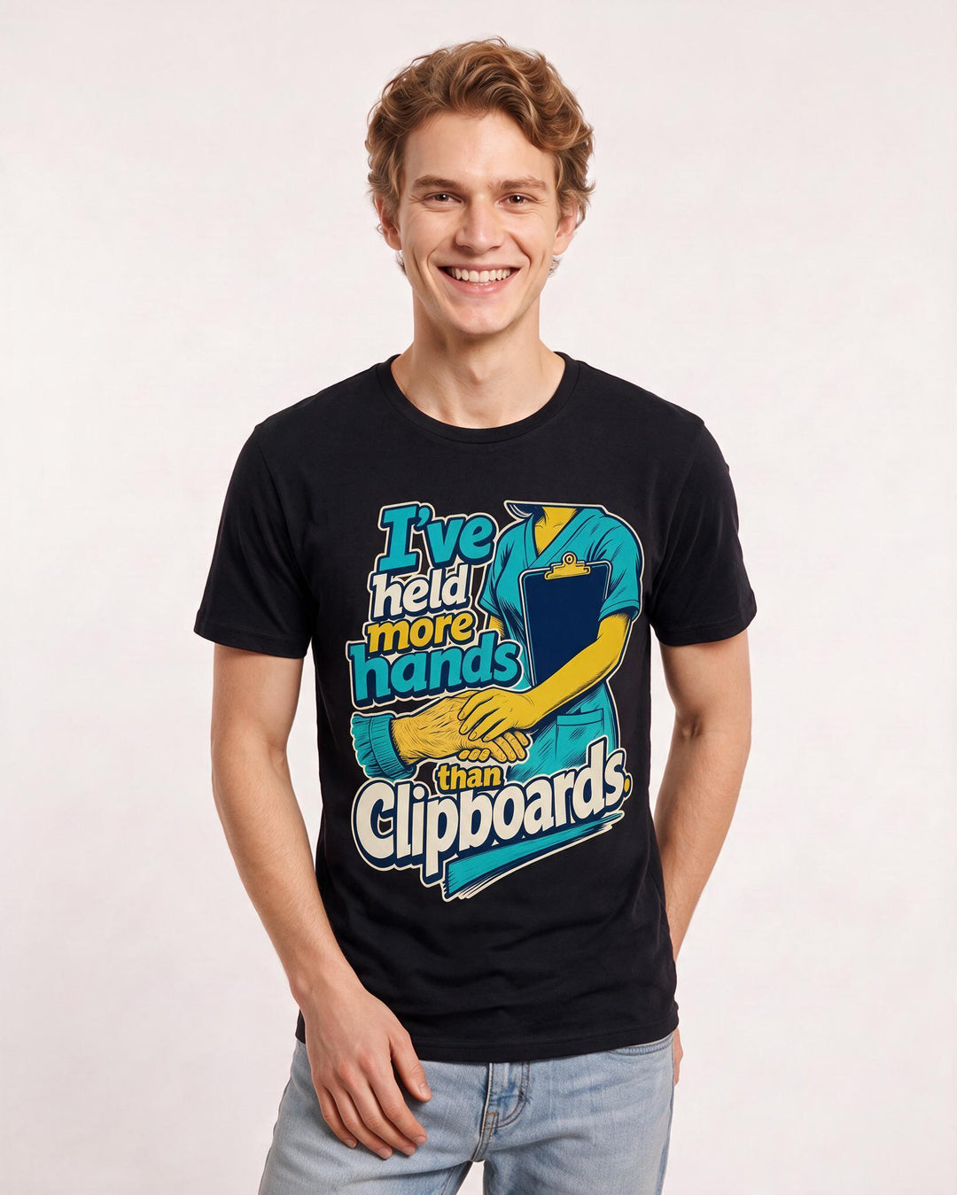 Funny Nurse Men's Black T-Shirt – I've held more hands than clipboards. product image 3
