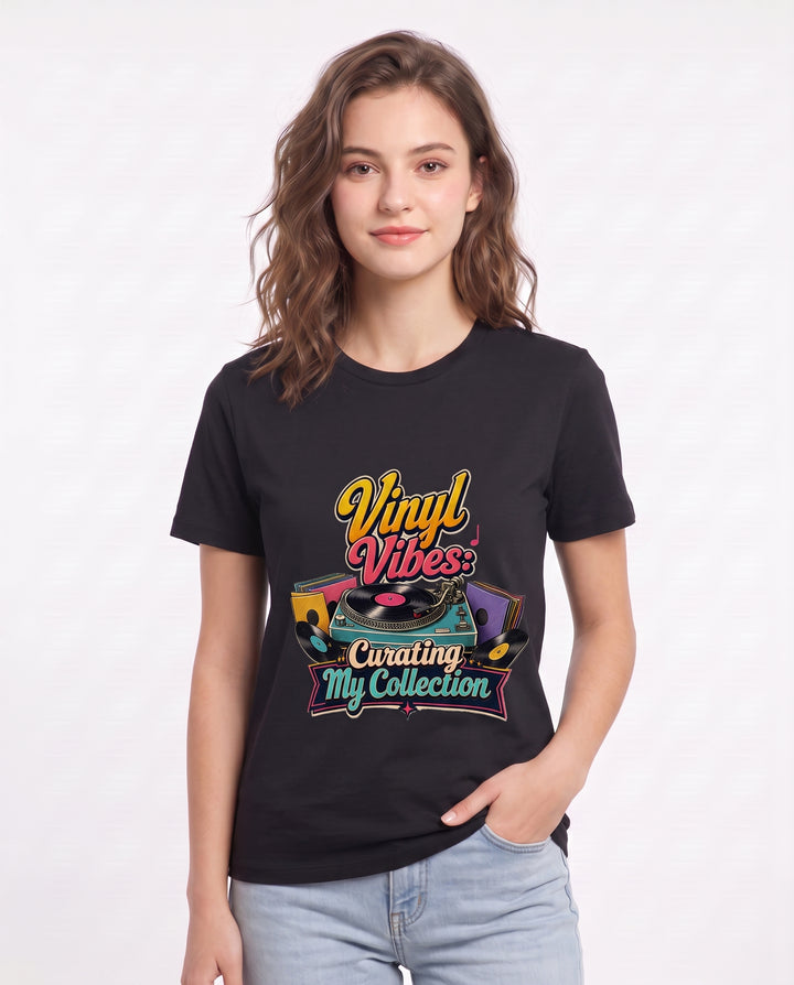 Vinyl Vibes: Curating My Collection Women's Black T-Shirt product image 1