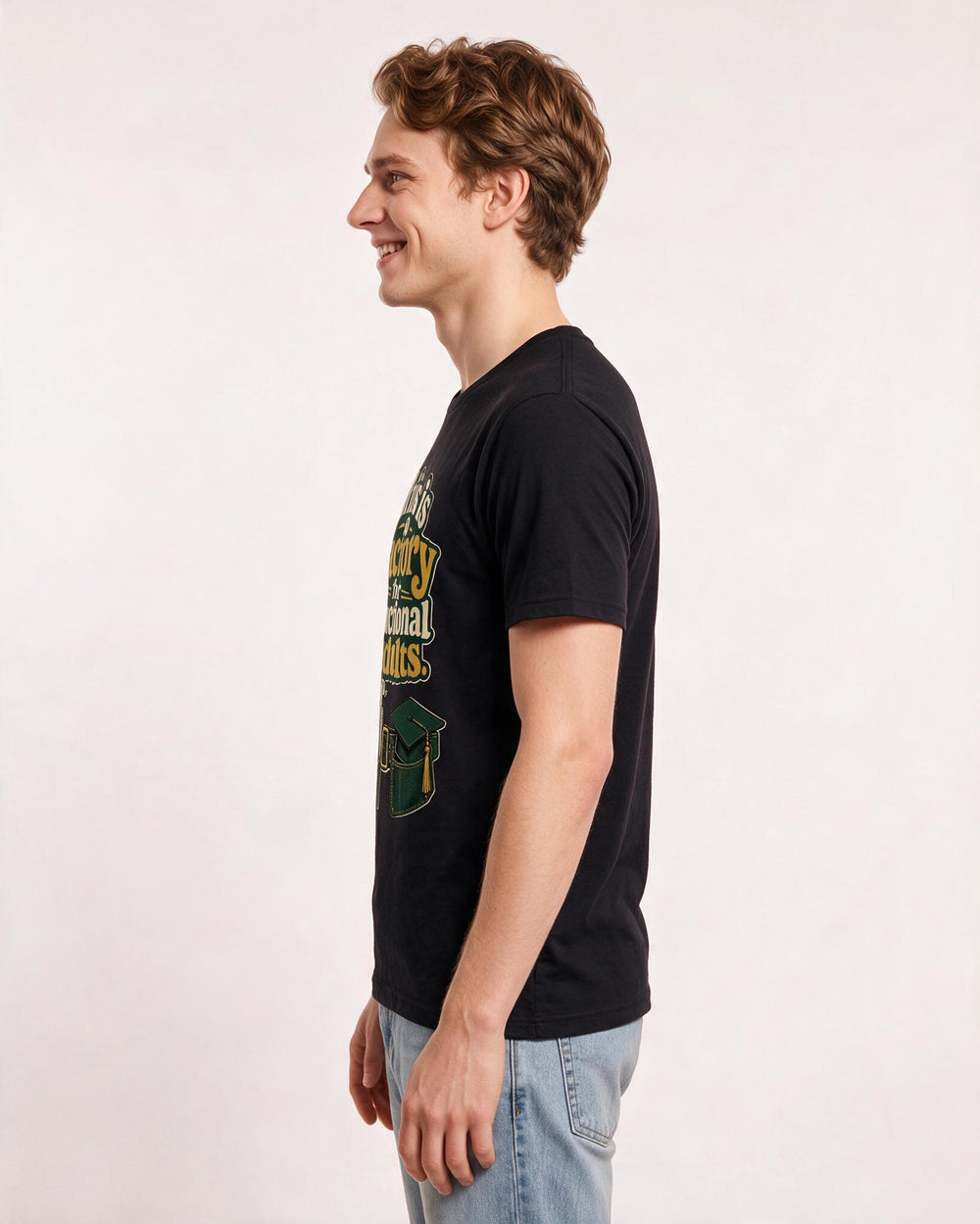 Teacher Men's Black T-Shirt – This is a factory for functional adults. product image 2