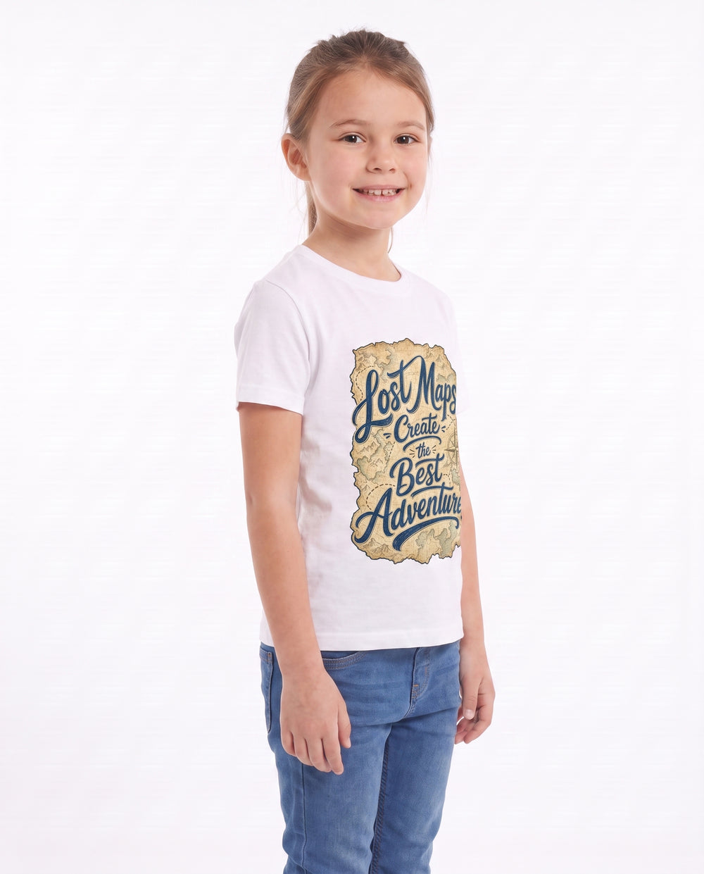 Lost Maps Create The Best Adventures White T-Shirt mockup 2