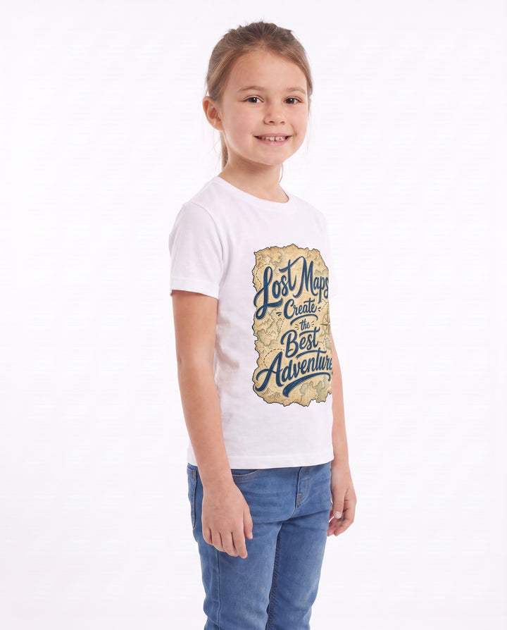 Lost Maps Create The Best Adventures White T-Shirt mockup 2