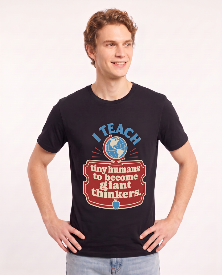 Teacher Gift Men's Black T-Shirt - I teach tiny humans to become giant product image 3