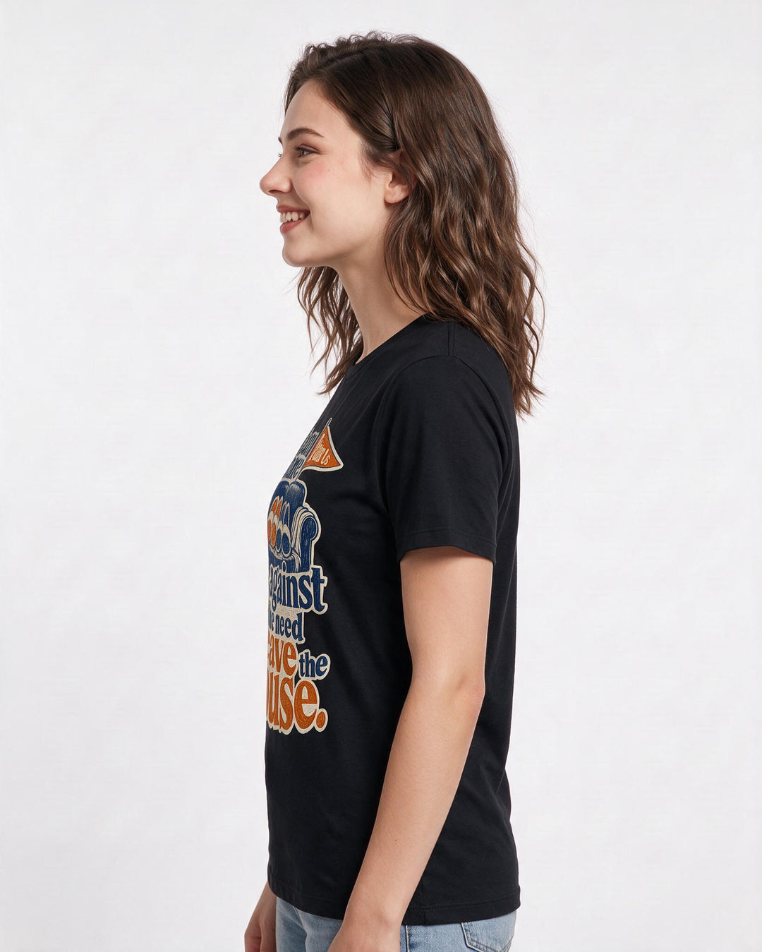 Couples Black T-Shirt for Women – Everyday Expression Graphic Tee product image 2