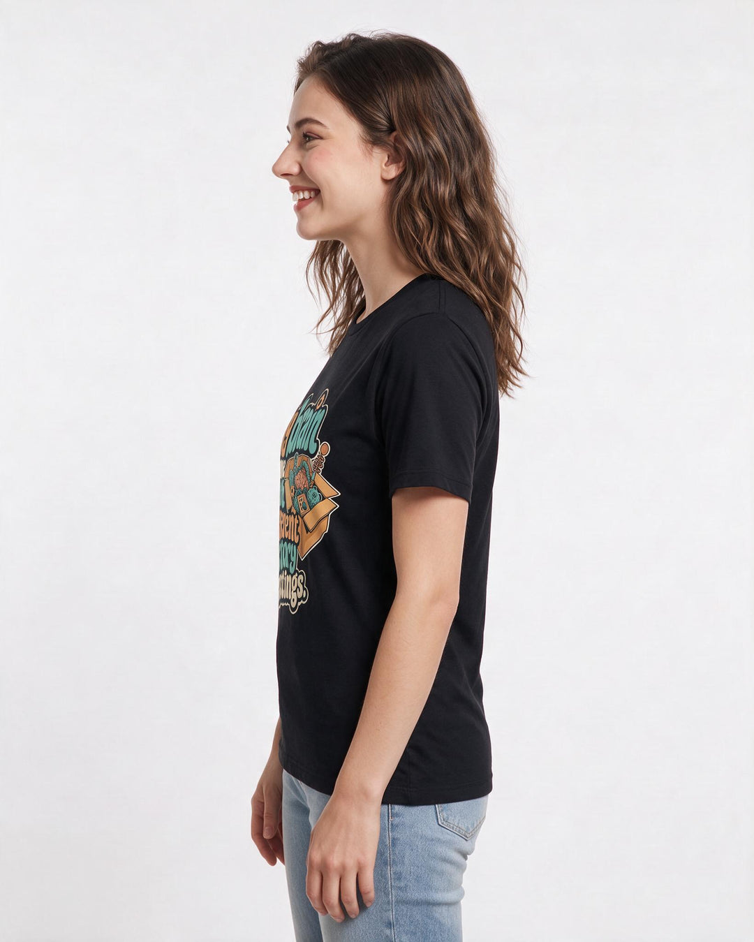 Neurodiversity Women's Black T-Shirt – My brain came with different factory settings. product image 2