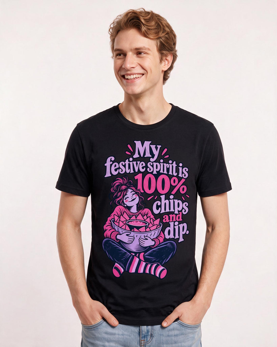Christmas Black T-Shirt for Men – Holiday Theme Graphic Tee product image 1