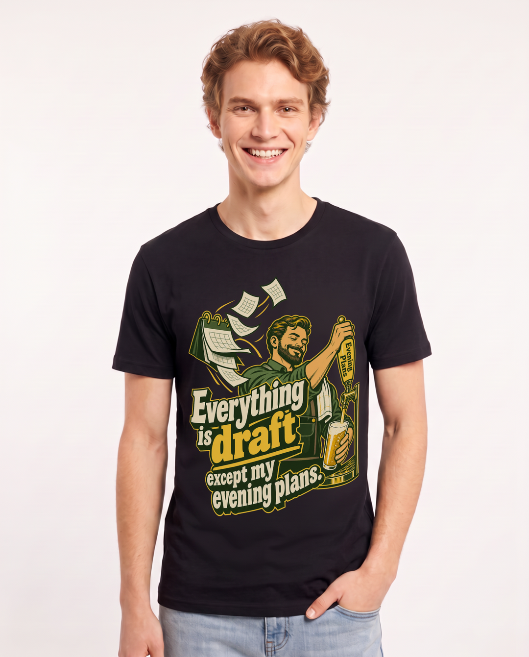 Beer Black T-Shirt for Men – Everyday Expression Graphic Tee product image 3