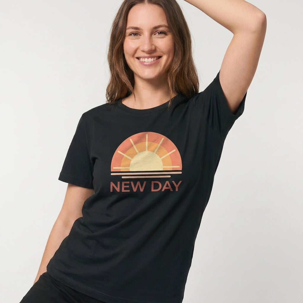 Fresh Start Vibes Black T-Shirt mockup 3