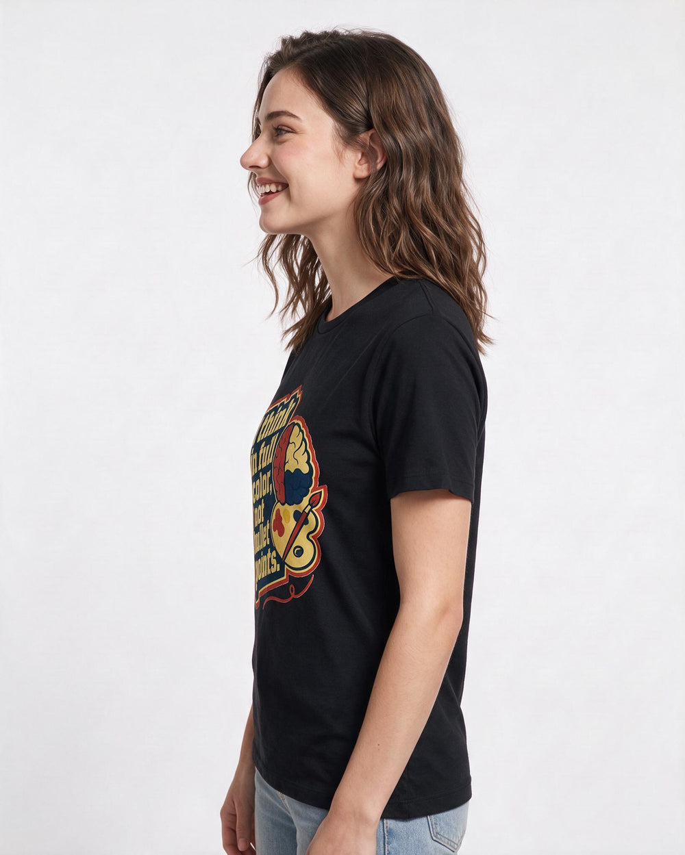 Graphic Women's Black T-Shirt - I think in full color, not bullet product image 2
