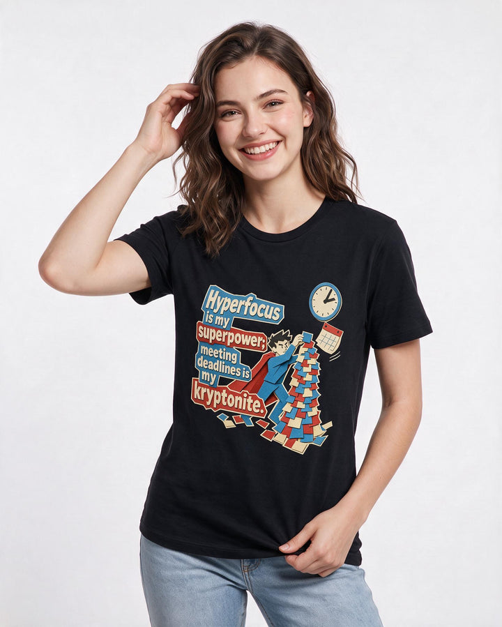 Neurodiversity Black T-Shirt for Women – Everyday Expression Graphic Tee product image 3