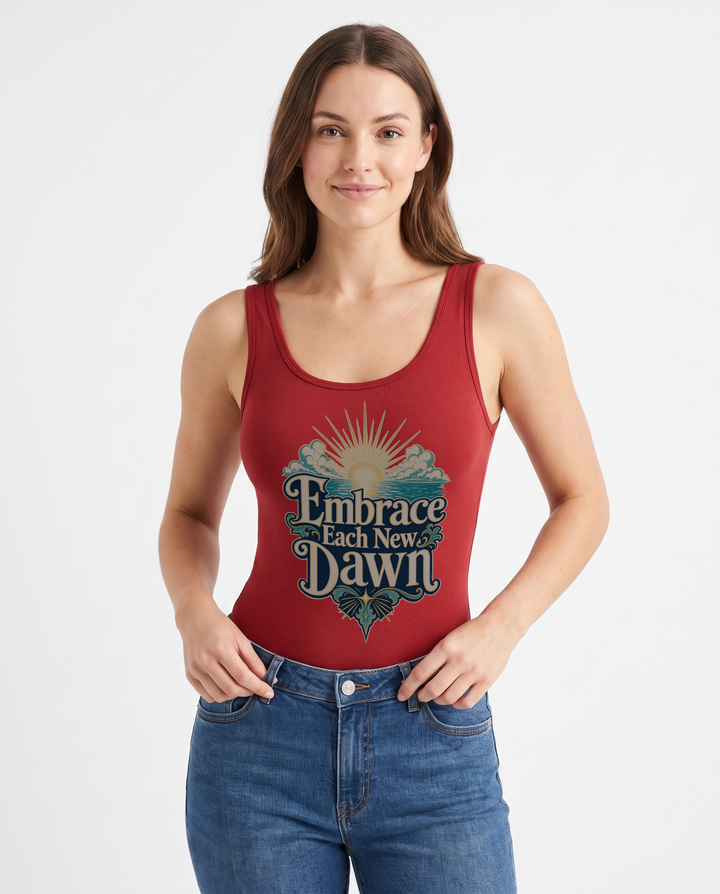 Embrace Each New Dawn Sleeveless Tank Bodysuit mockup 1