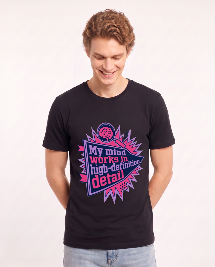 Graphic Men's Black T-Shirt - My mind works in high-definition detail product image 3