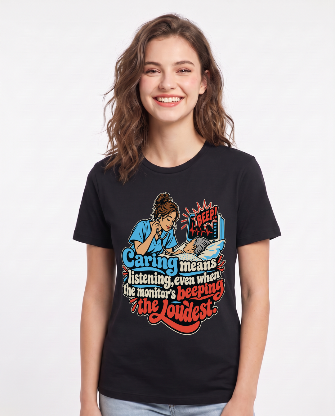 Nurse Black T-Shirt for Women – Nursing Life Graphic Tee product image 3