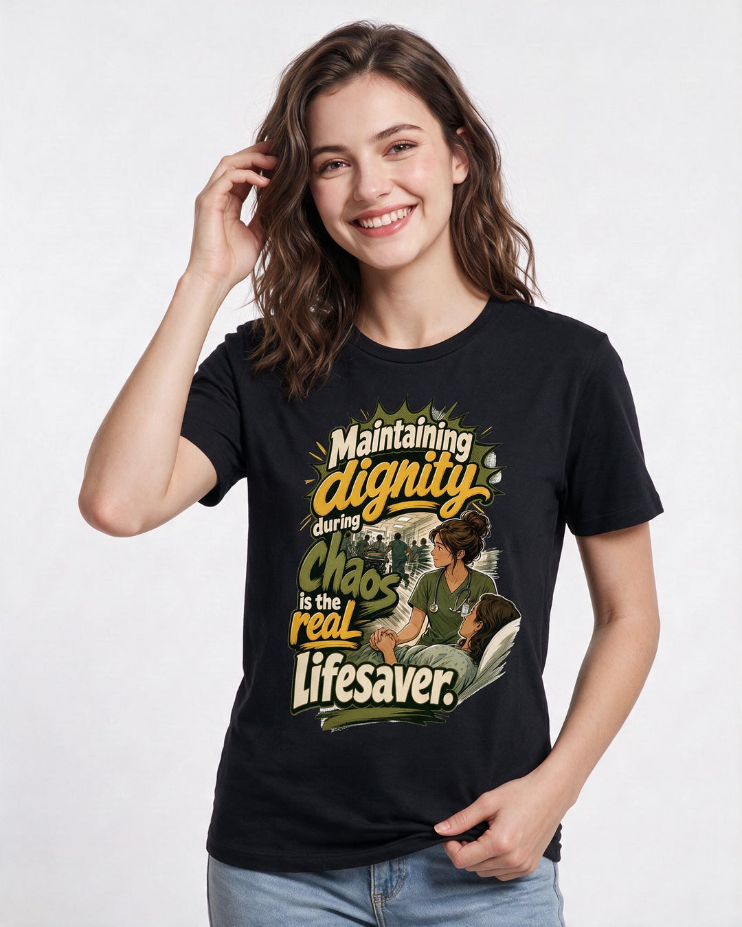 Nurse Black T-Shirt for Women – Nursing Life Graphic Tee product image 1