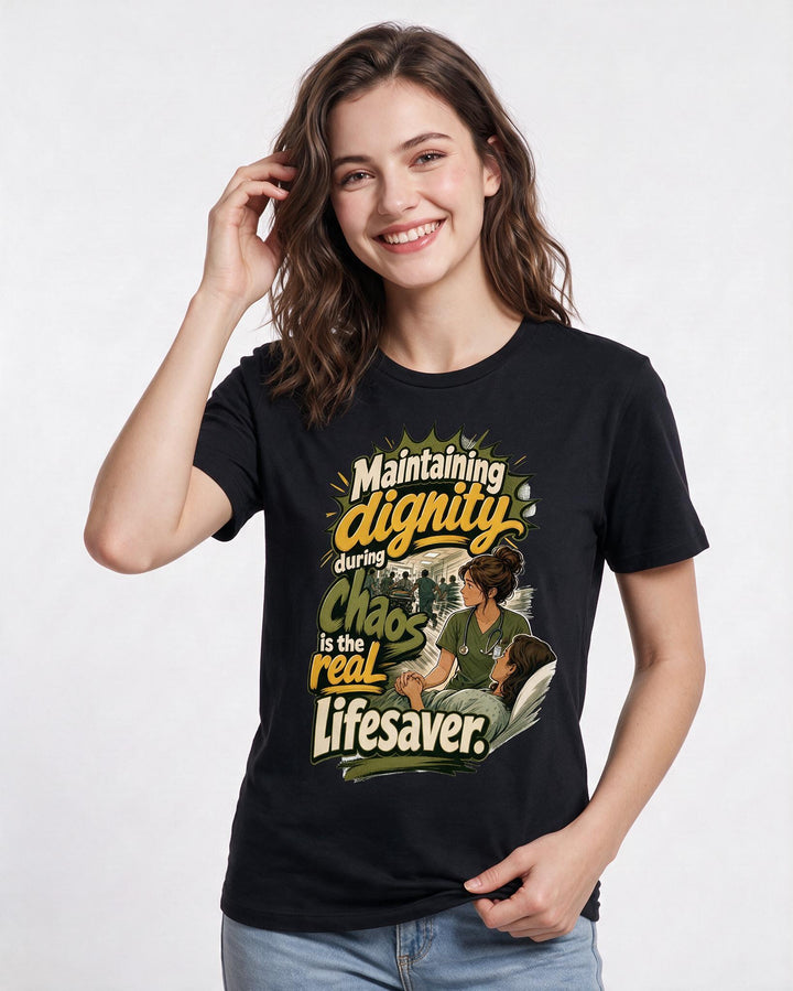 Nurse Black T-Shirt for Women – Nursing Life Graphic Tee product image 1