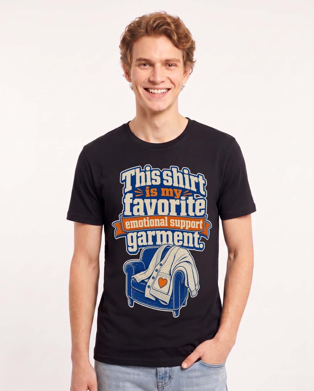Funny Mom Men's Black T-Shirt – This shirt is my favorite emotional support garment. product image 1