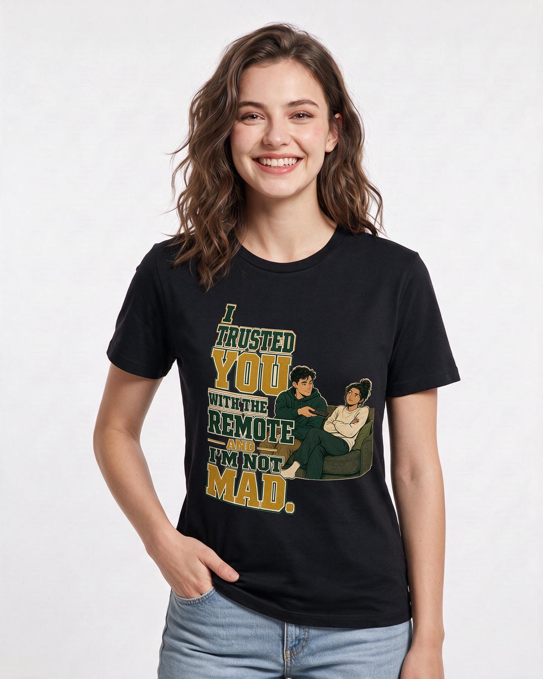 Couples Black T-Shirt for Women – Everyday Expression Graphic Tee product image 1