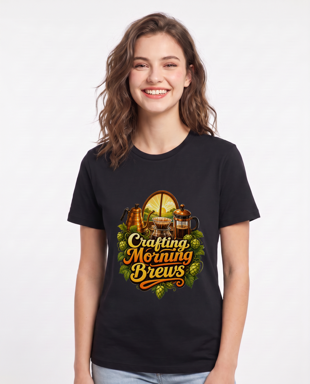 Crafting Morning Brews Women's Black T-Shirt product image 2