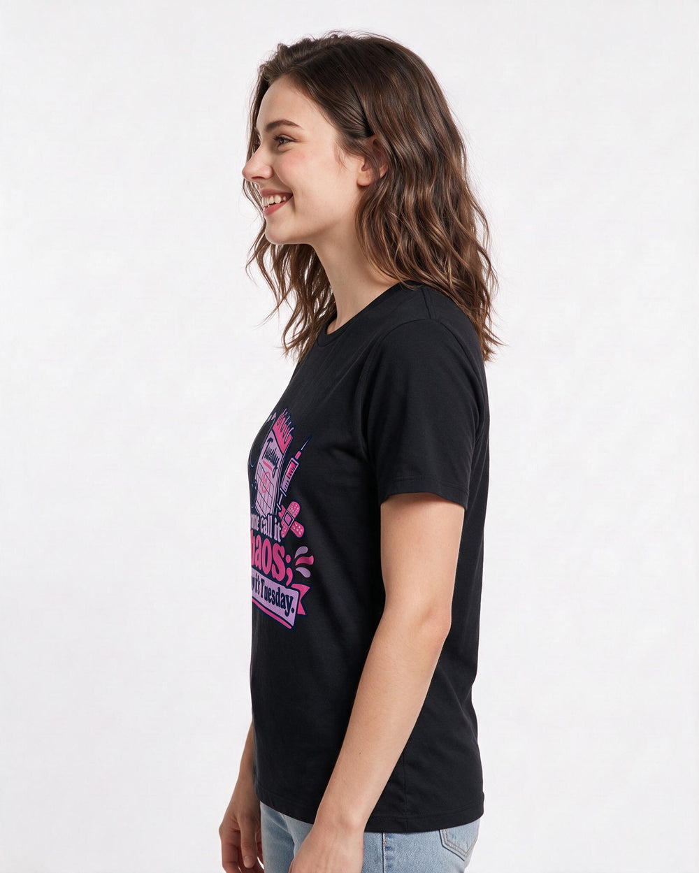 Nurse Black T-Shirt for Women – Nursing Life Graphic Tee product image 2