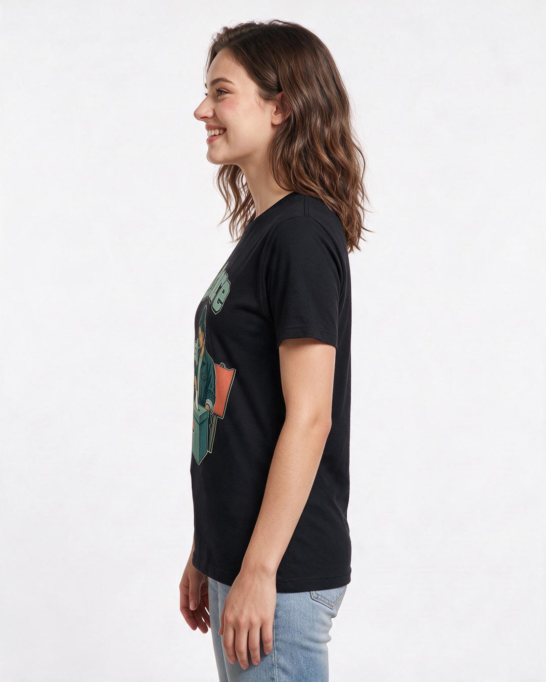 Political Statement Black T-Shirt for Women – Everyday Expression Graphic Tee product image 2