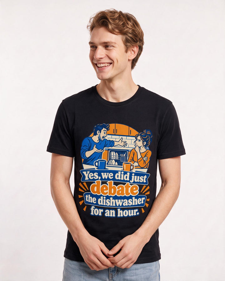 Couples Black T-Shirt for Men – Everyday Expression Graphic Tee product image 1