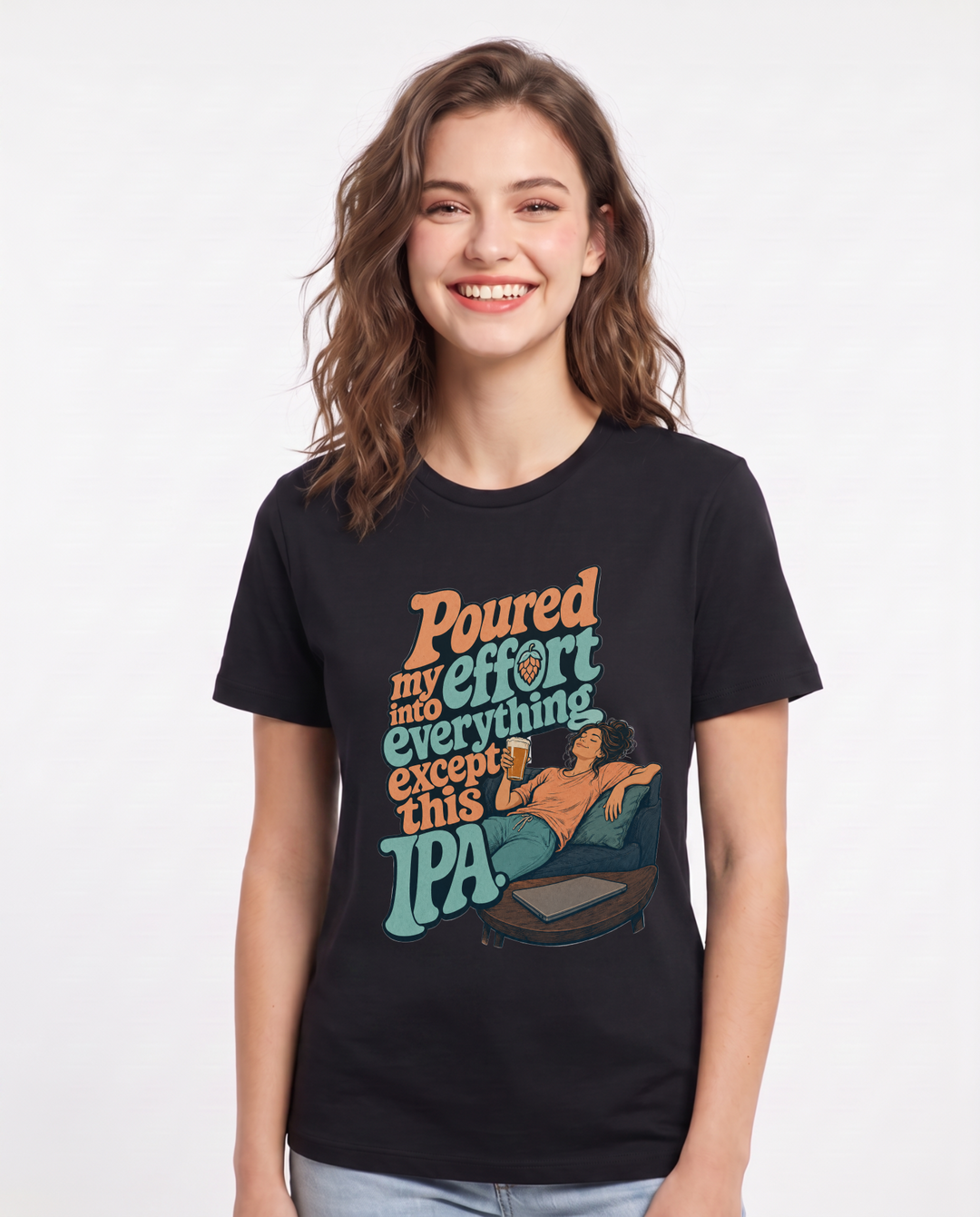 Beer Black T-Shirt for Women – Everyday Expression Graphic Tee product image 3