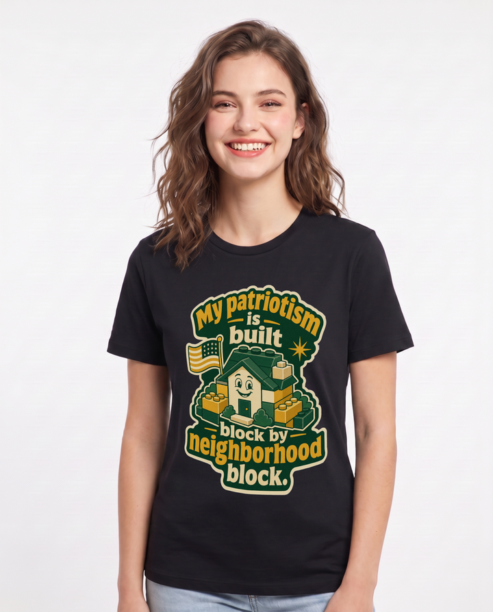 Graphic Women's Black T-Shirt - My patriotism is built block by product image 1