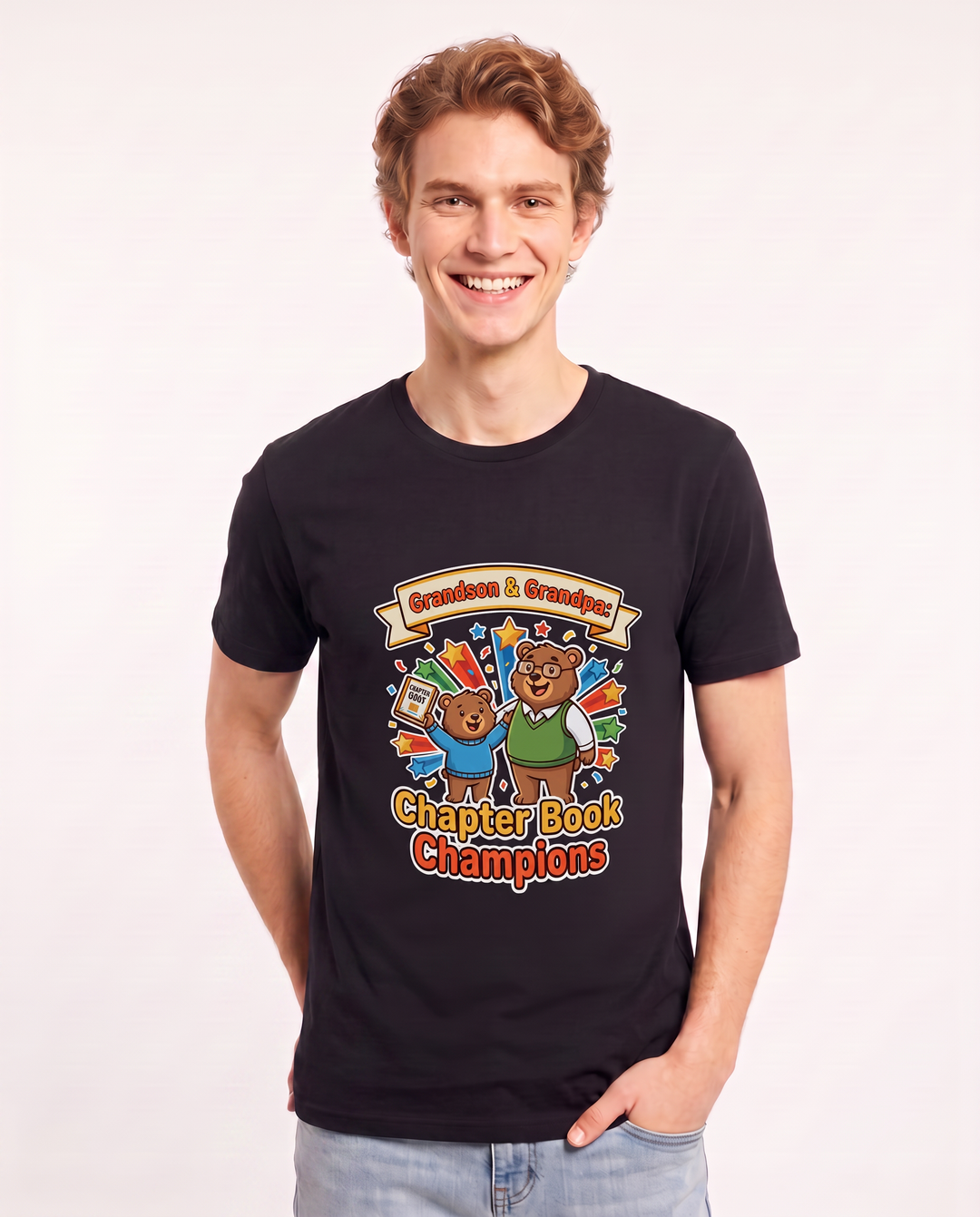 Grandson & Grandpa: Chapter Book Champions Men's Black T-Shirt product image 1