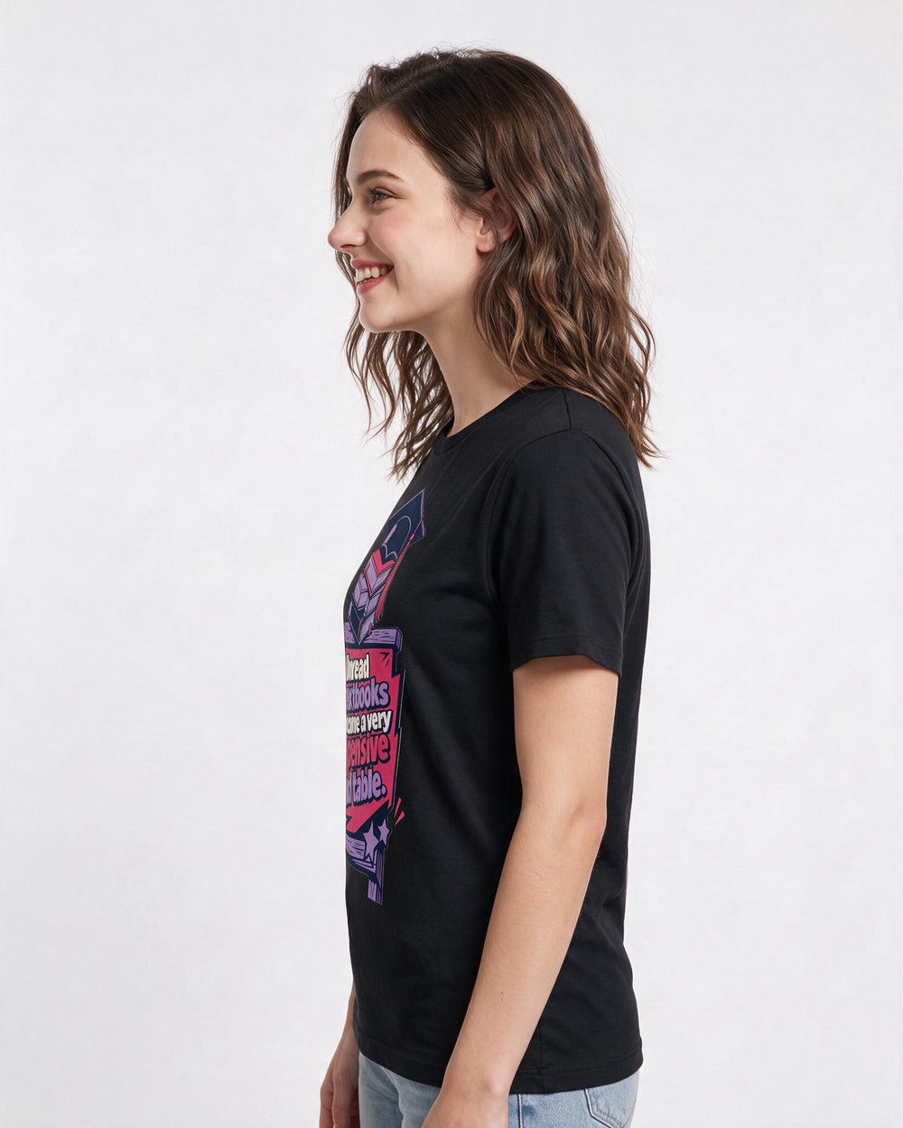 Graduation Gift Women's Black T-Shirt - Unread textbooks become a very product image 2