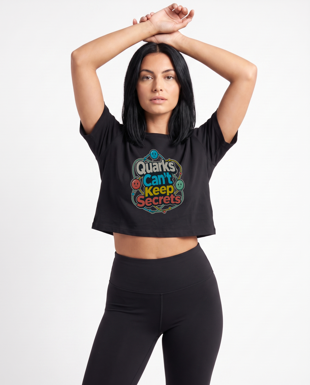 Quarks Can't Keep Secrets Crop Top mockup 1