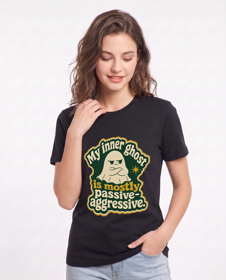 Halloween Women's Black T-Shirt - My inner ghost is mostly product image 3