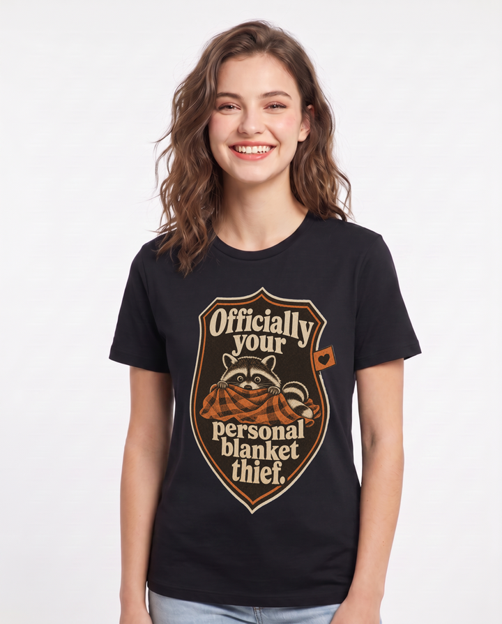 Couples Women's Black T-Shirt - Officially your personal blanket product image 1