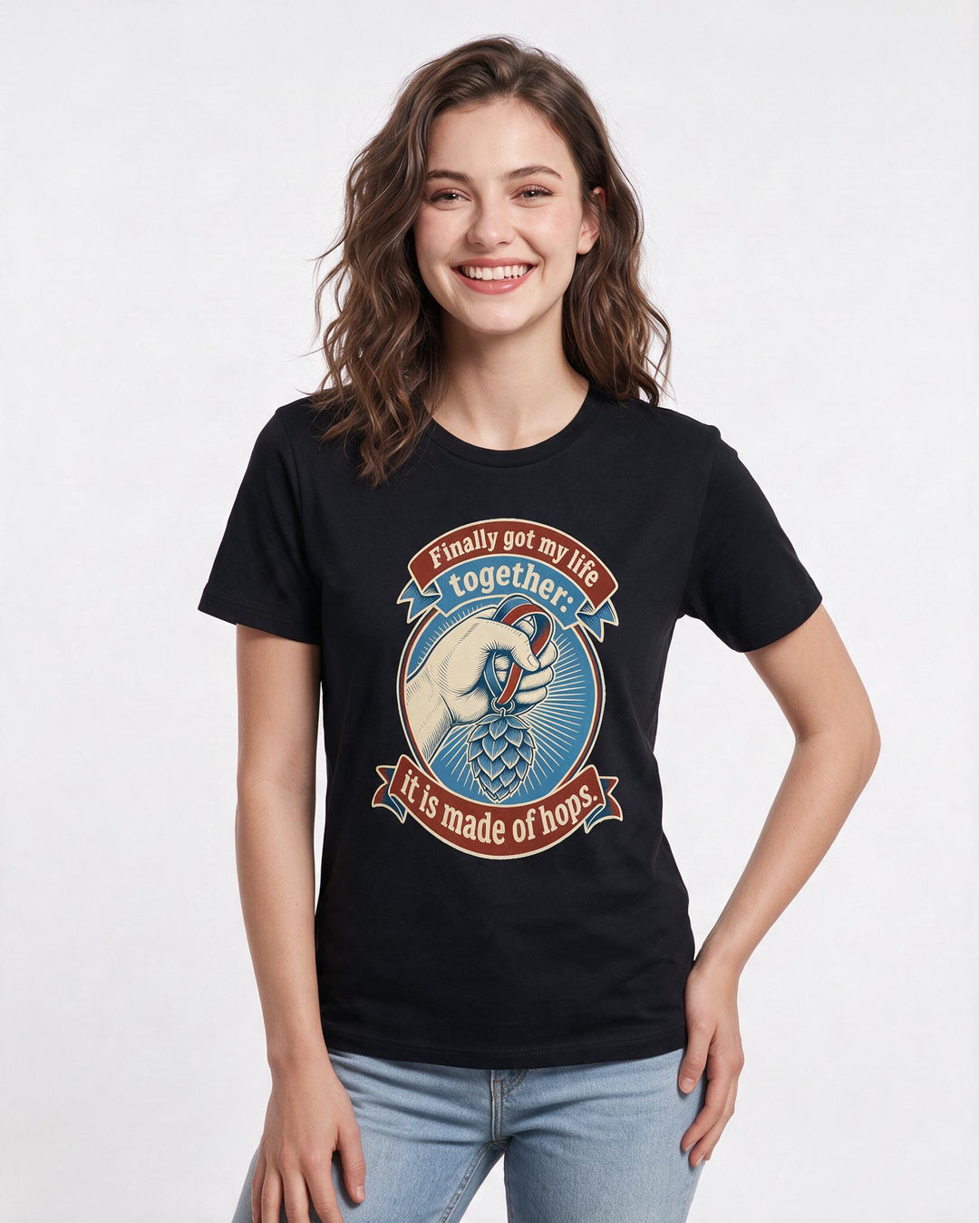 Beer Black T-Shirt for Women – Everyday Expression Graphic Tee product image 3