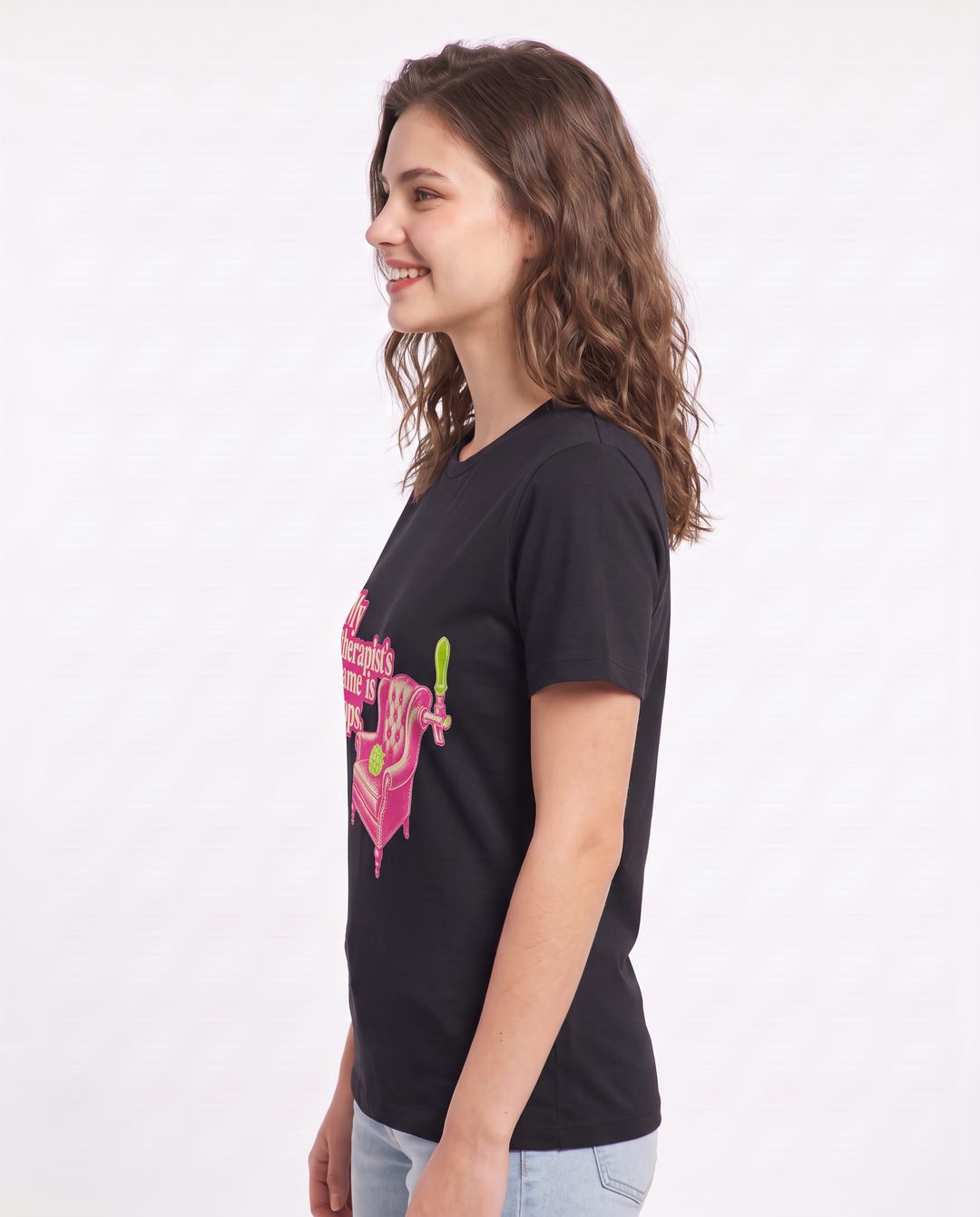 My therapist's name is Hops. - Women's Black T-Shirt product image 3