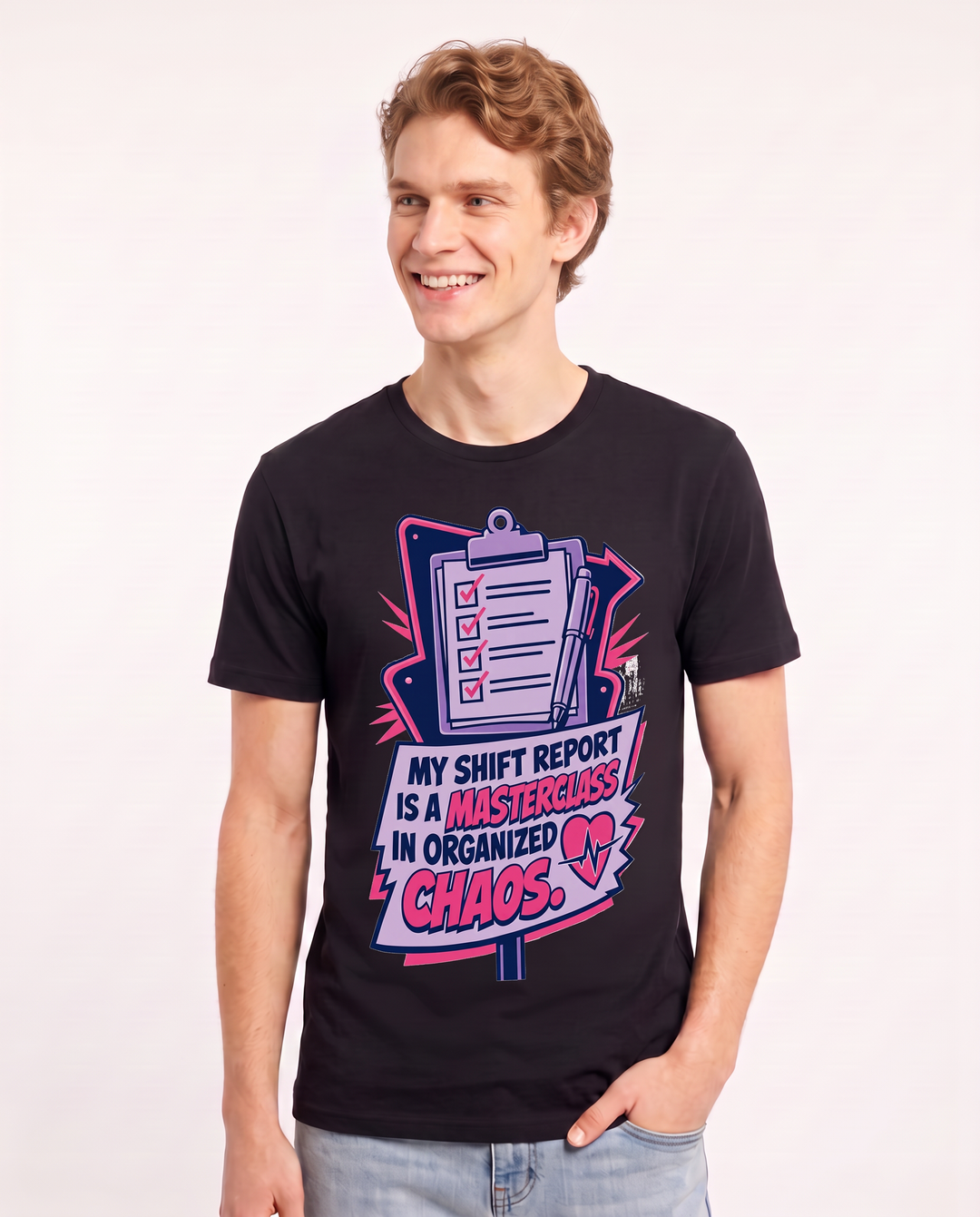 Nurse Gift Men's Black T-Shirt - My shift report is a masterclass in product image 3