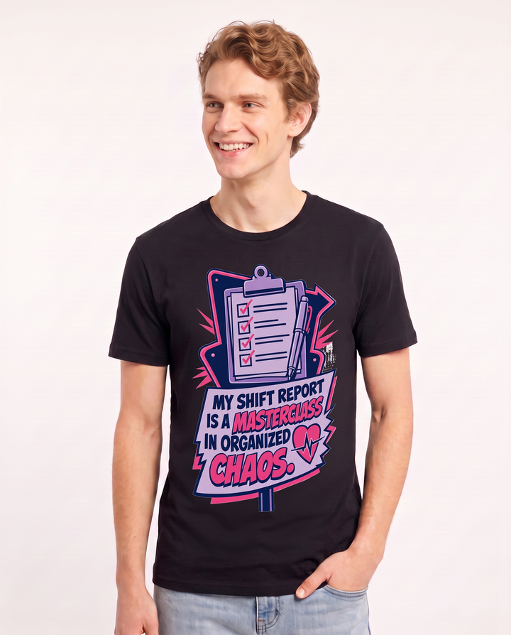 Nurse Gift Men's Black T-Shirt - My shift report is a masterclass in product image 3