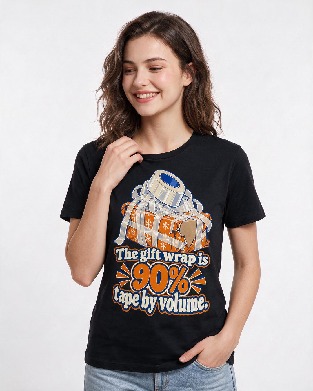 Christmas Black T-Shirt for Women – Holiday Theme Graphic Tee product image 1
