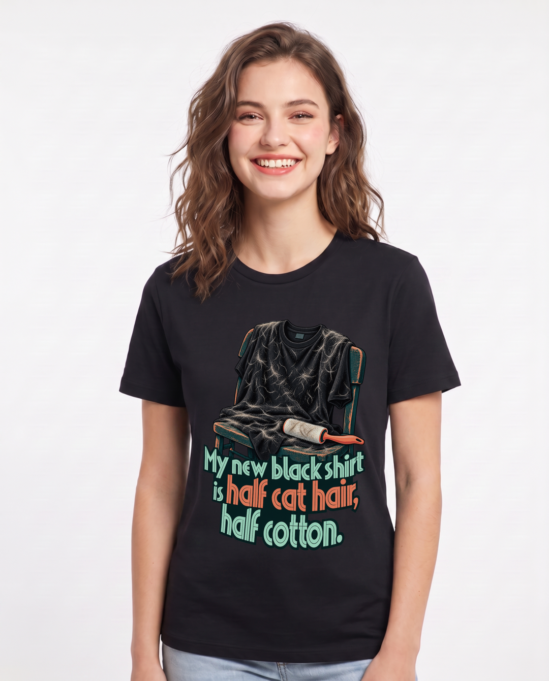 Cat Lover Black T-Shirt for Women – Everyday Expression Graphic Tee product image 3